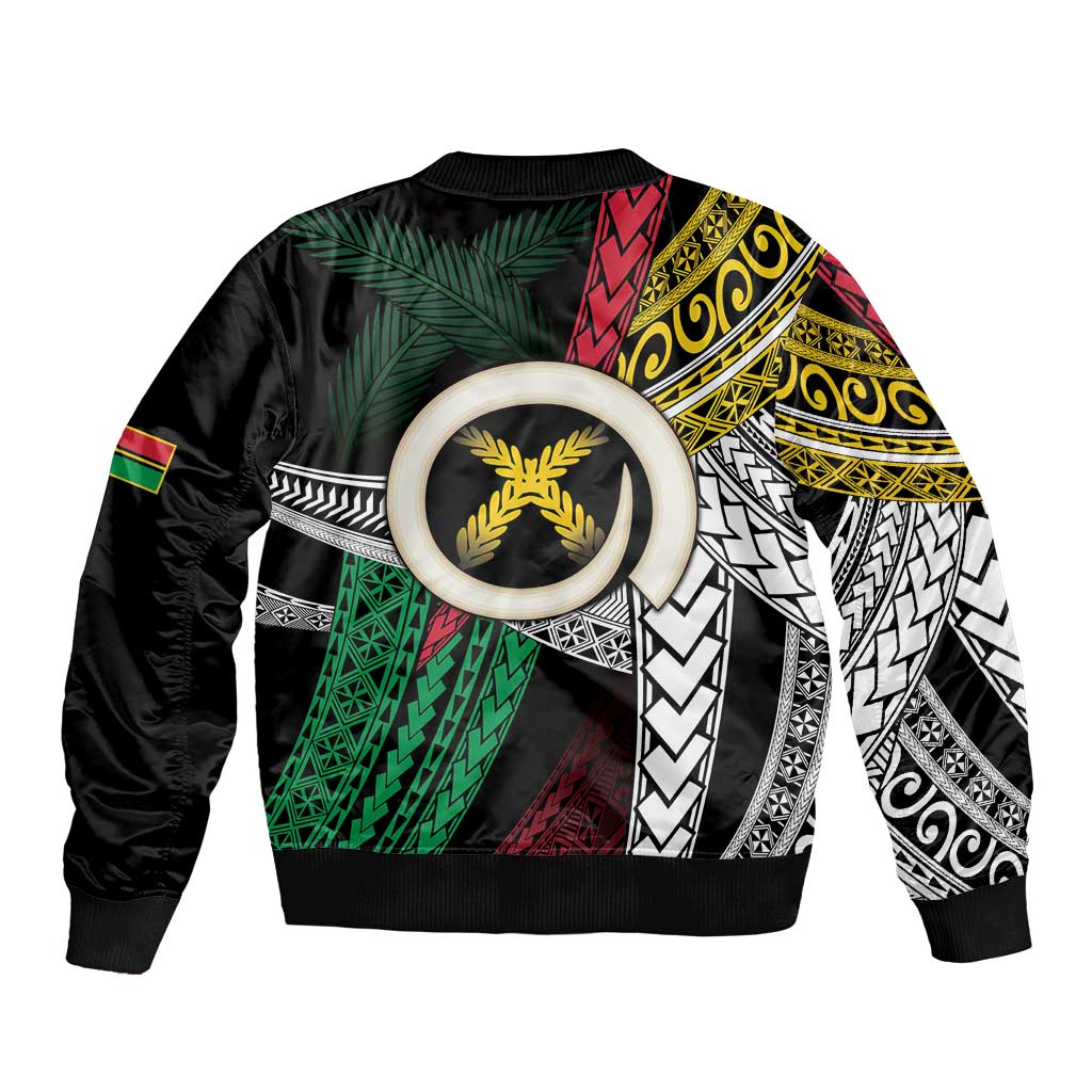 Ni-Van Vanuatu 45th Yumi Yumi Yumi Bomber Jacket Vanuatuan Boar Tusk Polynesian Pattern