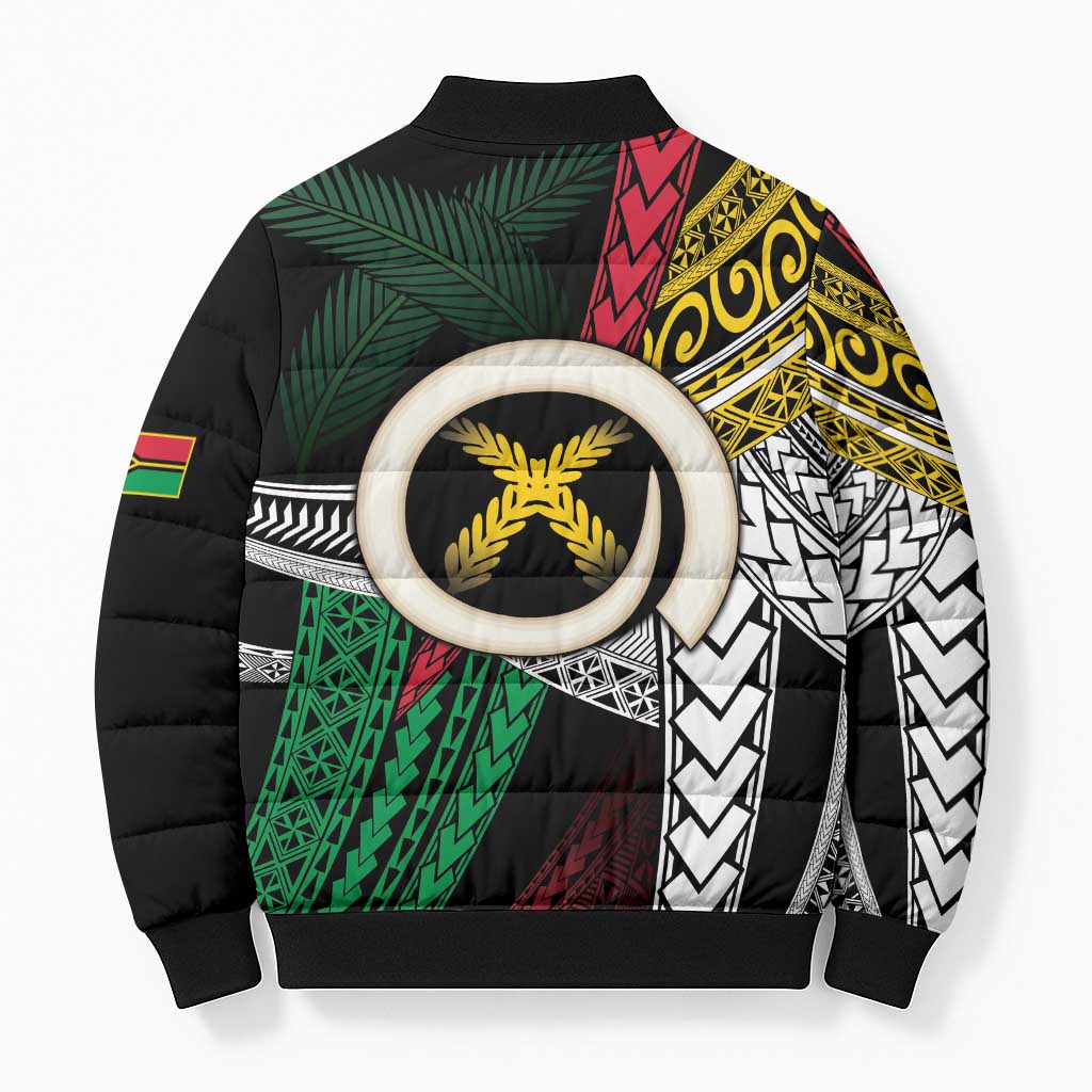 Ni-Van Vanuatu 45th Yumi Yumi Yumi Bomber Puffer Jacket Vanuatuan Boar Tusk Polynesian Pattern - Polynesian Pride