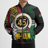 Ni-Van Vanuatu 45th Yumi Yumi Yumi Bomber Puffer Jacket Vanuatuan Boar Tusk Polynesian Pattern - Polynesian Pride