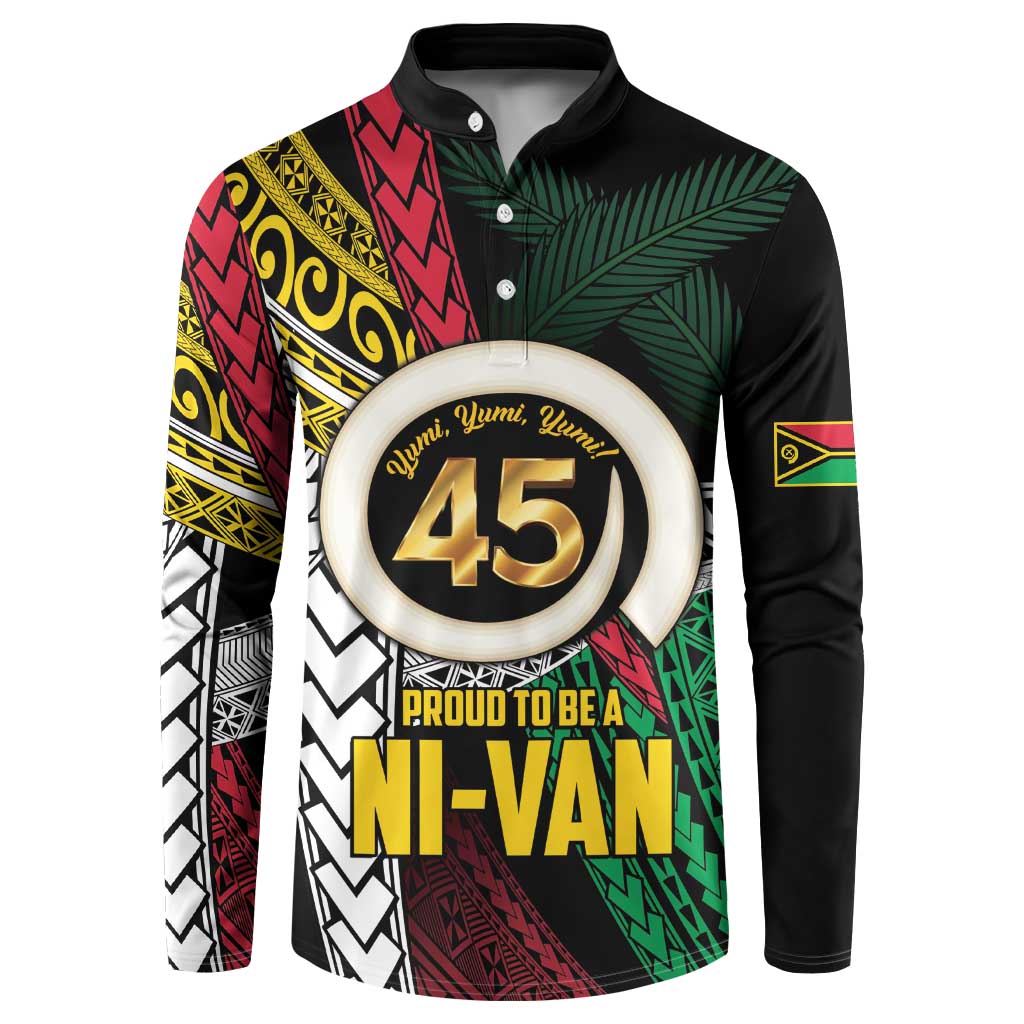 Ni-Van Vanuatu 45th Yumi Yumi Yumi Button Sweatshirt Vanuatuan Boar Tusk Polynesian Pattern