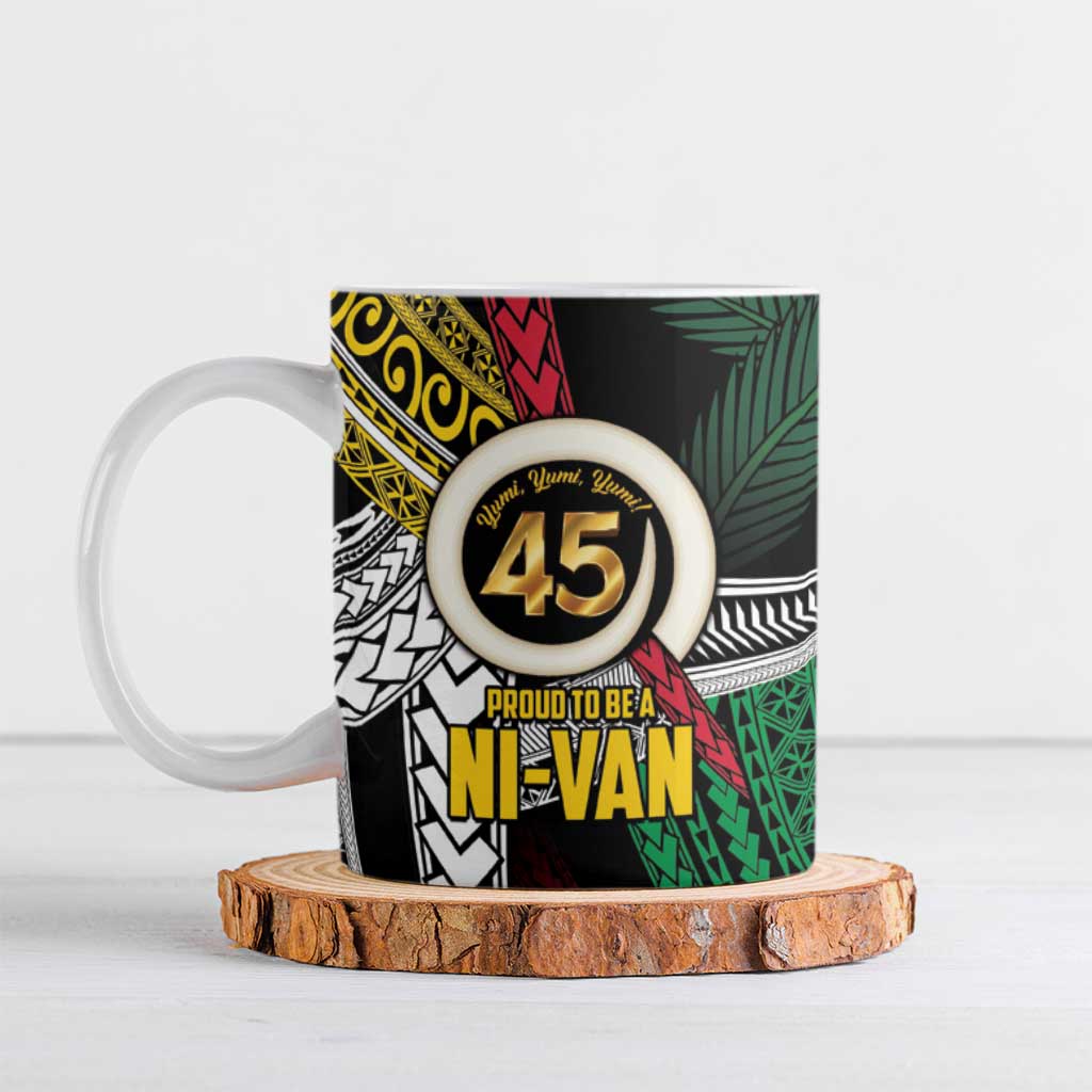 Ni-Van Vanuatu 45th Yumi Yumi Yumi Ceramic Mug Vanuatuan Boar Tusk Polynesian Pattern - Polynesian Pride