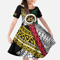 Ni-Van Vanuatu 45th Yumi Yumi Yumi Family Matching Off Shoulder Maxi Dress and Hawaiian Shirt Vanuatuan Boar Tusk Polynesian Pattern