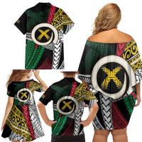 Ni-Van Vanuatu 45th Yumi Yumi Yumi Family Matching Off Shoulder Short Dress and Hawaiian Shirt Vanuatuan Boar Tusk Polynesian Pattern