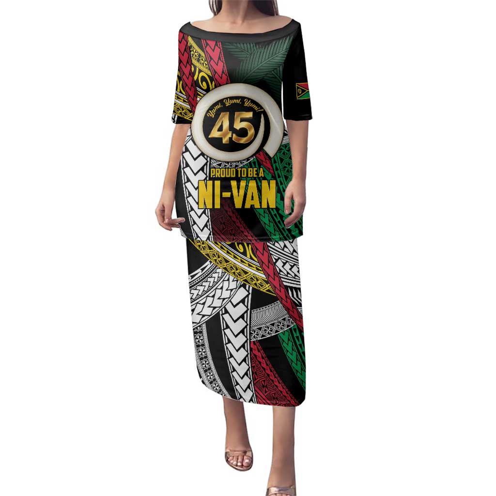 Ni-Van Vanuatu 45th Yumi Yumi Yumi Family Matching Puletasi and Hawaiian Shirt Vanuatuan Boar Tusk Polynesian Pattern