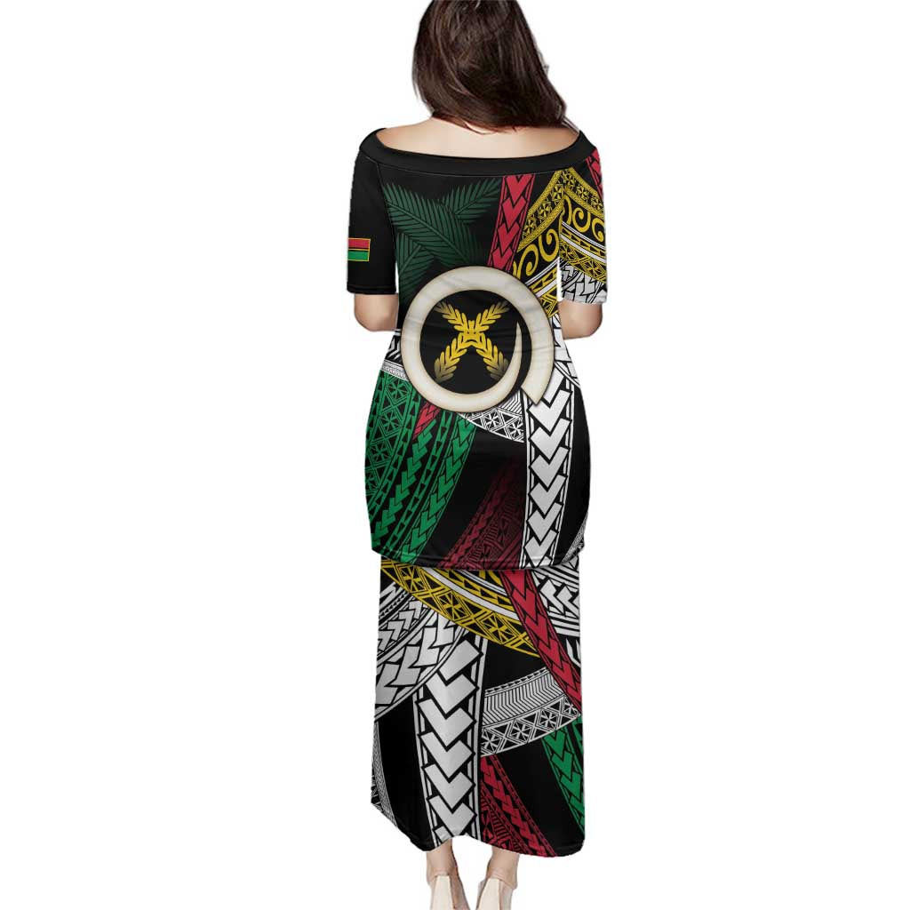 Ni-Van Vanuatu 45th Yumi Yumi Yumi Family Matching Puletasi and Hawaiian Shirt Vanuatuan Boar Tusk Polynesian Pattern