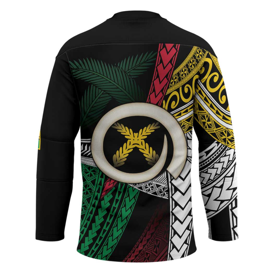 Ni-Van Vanuatu 45th Yumi Yumi Yumi Hockey Jersey Vanuatuan Boar Tusk Polynesian Pattern - Polynesian Pride