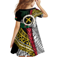 Ni-Van Vanuatu 45th Yumi Yumi Yumi Kid Short Sleeve Dress Vanuatuan Boar Tusk Polynesian Pattern
