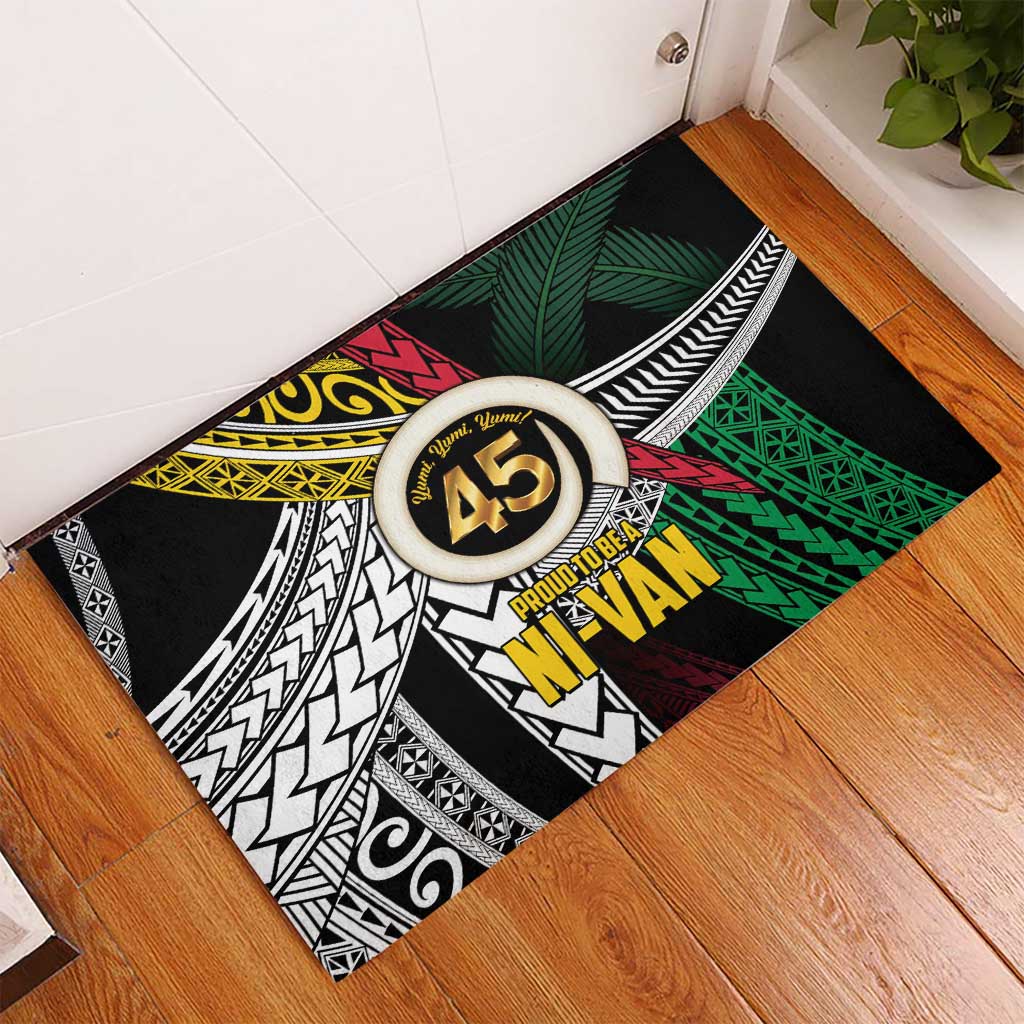 Ni-Van Vanuatu 45th Yumi Yumi Yumi Rubber Doormat Vanuatuan Boar Tusk Polynesian Pattern