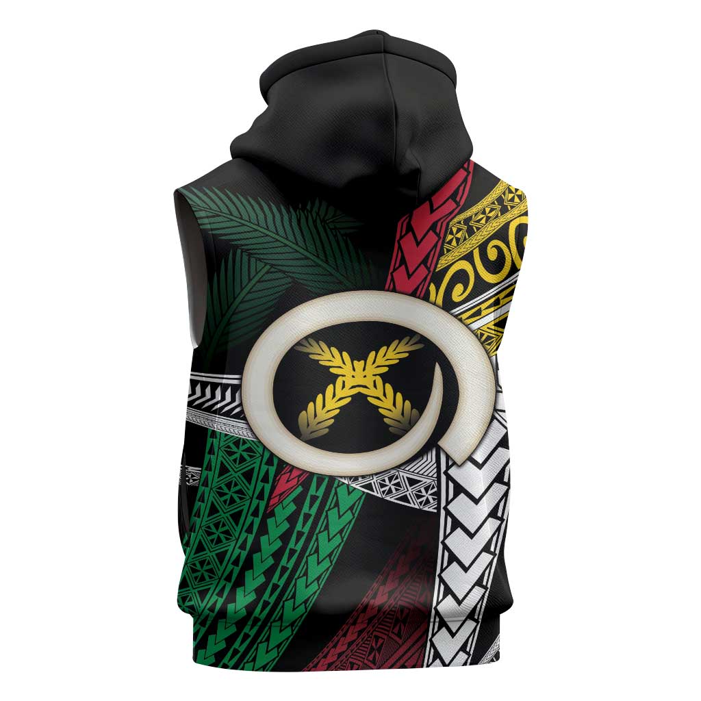 Ni-Van Vanuatu 45th Yumi Yumi Yumi Sleeveless Hoodie Vanuatuan Boar Tusk Polynesian Pattern LT9 - Polynesian Pride