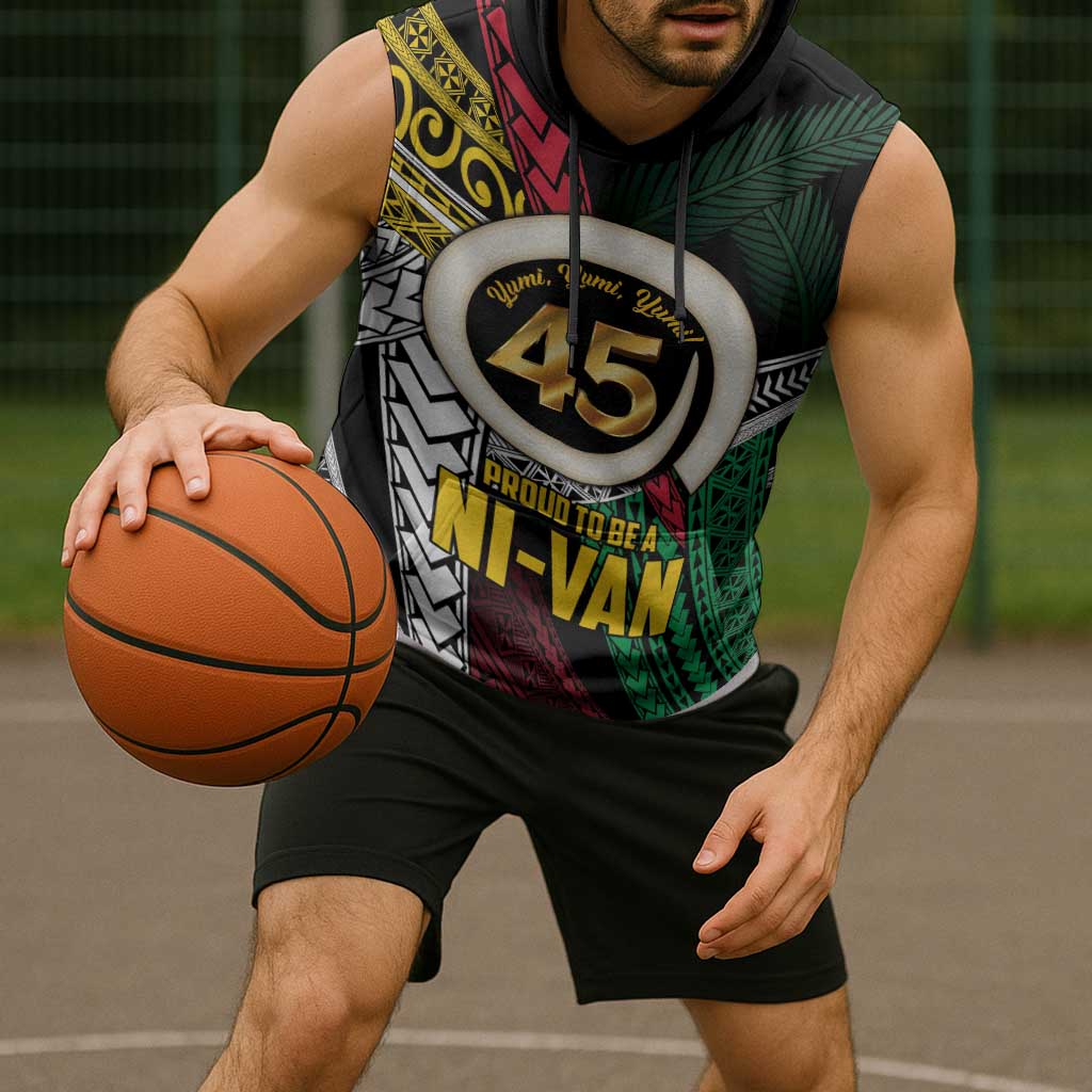 Ni-Van Vanuatu 45th Yumi Yumi Yumi Sleeveless Hoodie Vanuatuan Boar Tusk Polynesian Pattern LT9 - Polynesian Pride