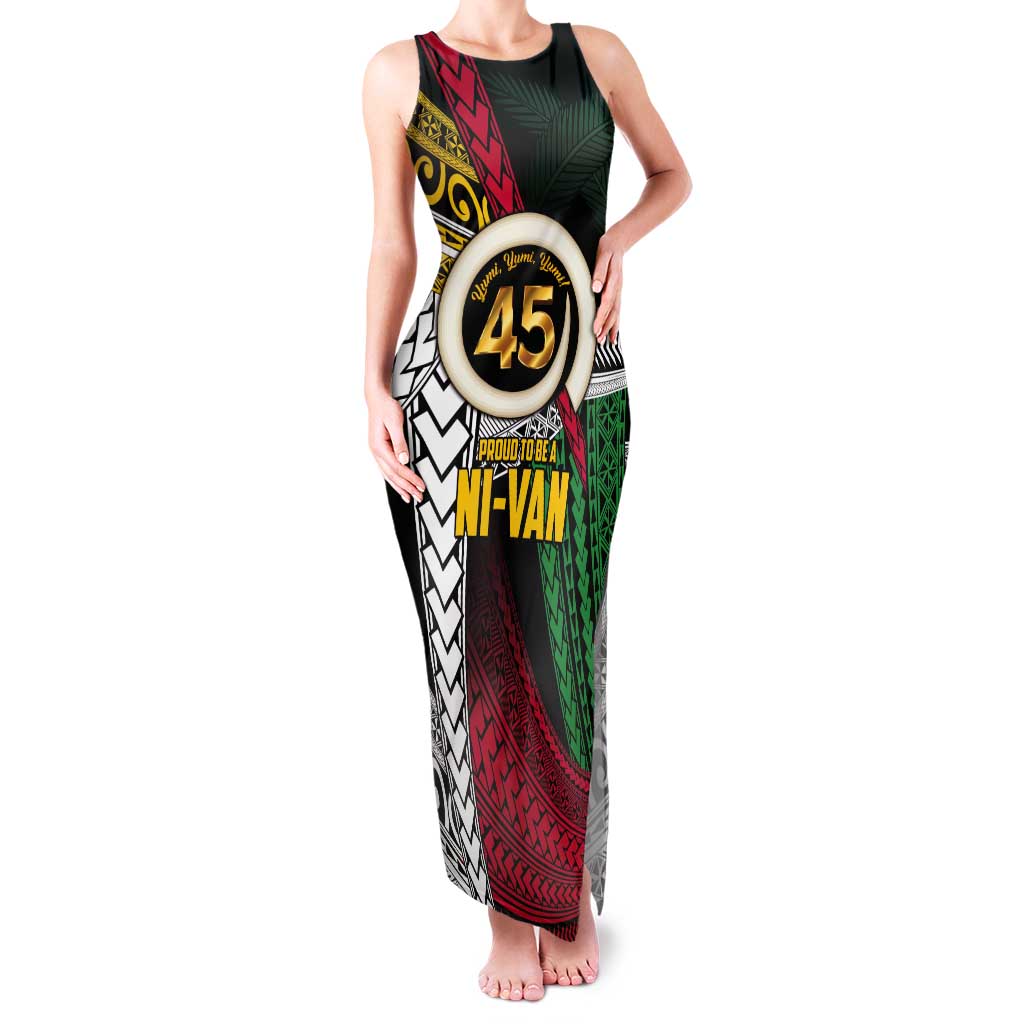 Ni-Van Vanuatu 45th Yumi Yumi Yumi Tank Maxi Dress Vanuatuan Boar Tusk Polynesian Pattern