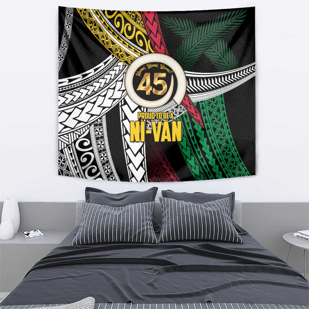 Ni-Van Vanuatu 45th Yumi Yumi Yumi Tapestry Vanuatuan Boar Tusk Polynesian Pattern