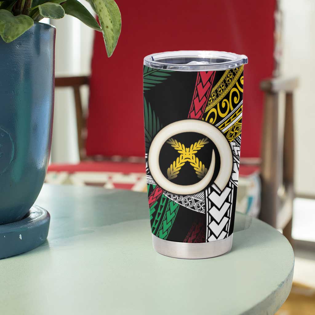 Ni-Van Vanuatu 45th Yumi Yumi Yumi Tumbler Cup Vanuatuan Boar Tusk Polynesian Pattern