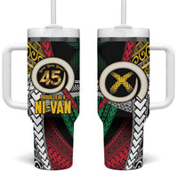 Ni-Van Vanuatu 45th Yumi Yumi Yumi Tumbler With Handle Vanuatuan Boar Tusk Polynesian Pattern LT9 One Size: 40 oz Black - Polynesian Pride