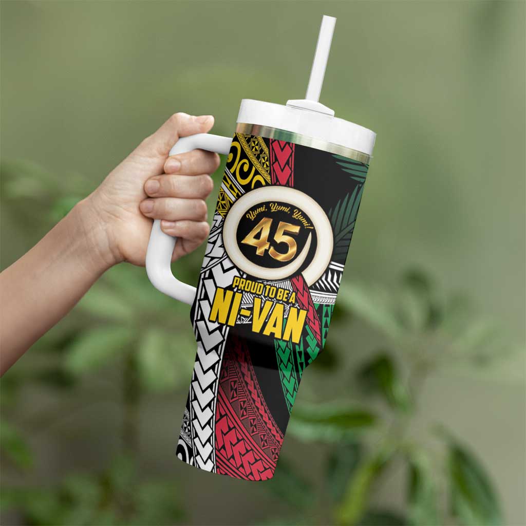 Ni-Van Vanuatu 45th Yumi Yumi Yumi Tumbler With Handle Vanuatuan Boar Tusk Polynesian Pattern LT9 - Polynesian Pride