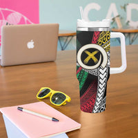Ni-Van Vanuatu 45th Yumi Yumi Yumi Tumbler With Handle Vanuatuan Boar Tusk Polynesian Pattern LT9 - Polynesian Pride
