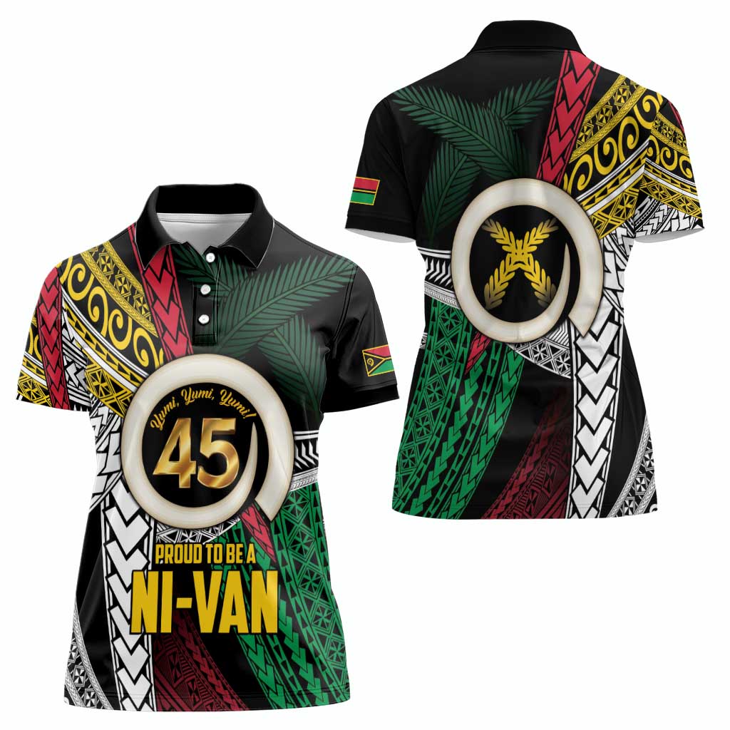 Ni-Van Vanuatu 45th Yumi Yumi Yumi Women Polo Shirt Vanuatuan Boar Tusk Polynesian Pattern