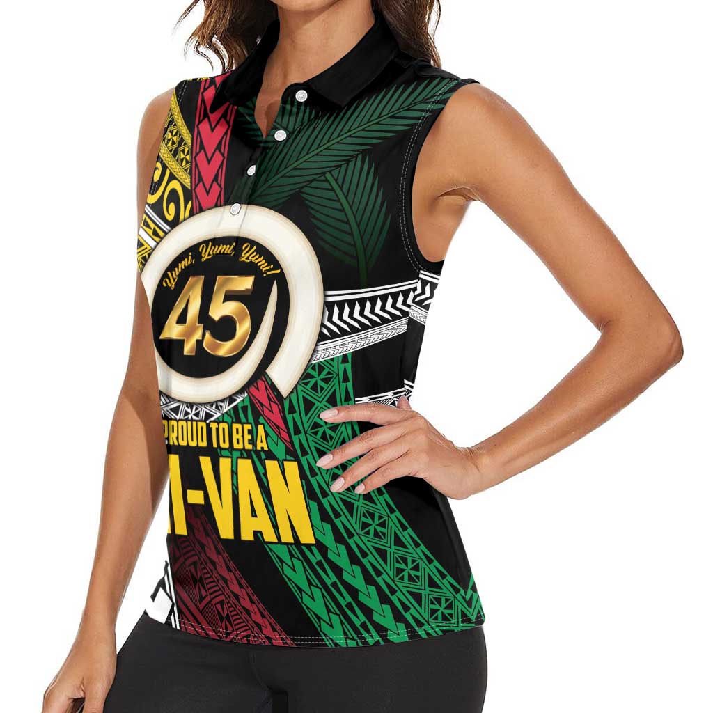 Ni-Van Vanuatu 45th Yumi Yumi Yumi Women Sleeveless Polo Shirt Vanuatuan Boar Tusk Polynesian Pattern