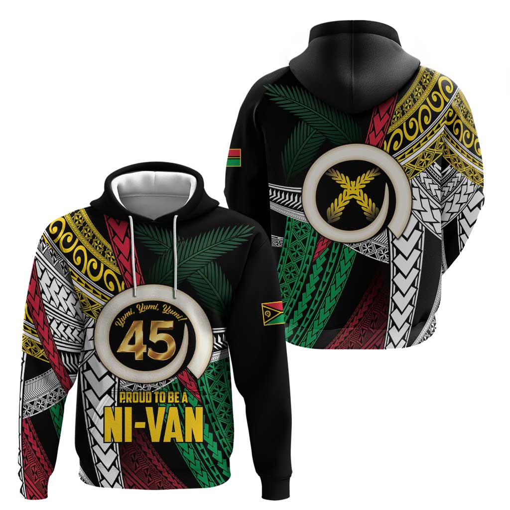 Ni-Van Vanuatu 45th Yumi Yumi Yumi Zip Hoodie Vanuatuan Boar Tusk Polynesian Pattern