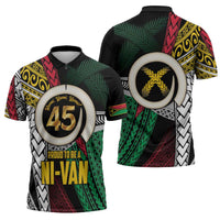 Ni-Van Vanuatu 45th Yumi Yumi Yumi Zipper Polo Shirt Vanuatuan Boar Tusk Polynesian Pattern - Polynesian Pride
