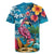 Hawaiian Flamingo Hibiscus Personalised Rugby Jersey Blue Summer Tropical Flowers - Polynesian Pride