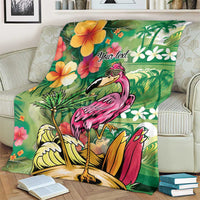 Hawaiian Flamingo Hibiscus Personalised Blanket Green Summer Tropical Flowers LT9 - Polynesian Pride