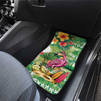 Hawaiian Flamingo Hibiscus Personalised Car Mats Green Summer Tropical Flowers - Polynesian Pride