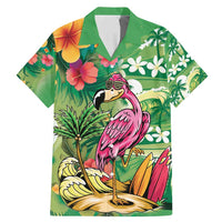 Hawaiian Flamingo Hibiscus Personalised Family Matching Mermaid Dress and Hawaiian Shirt Green Summer Tropical Flowers - Polynesian Pride