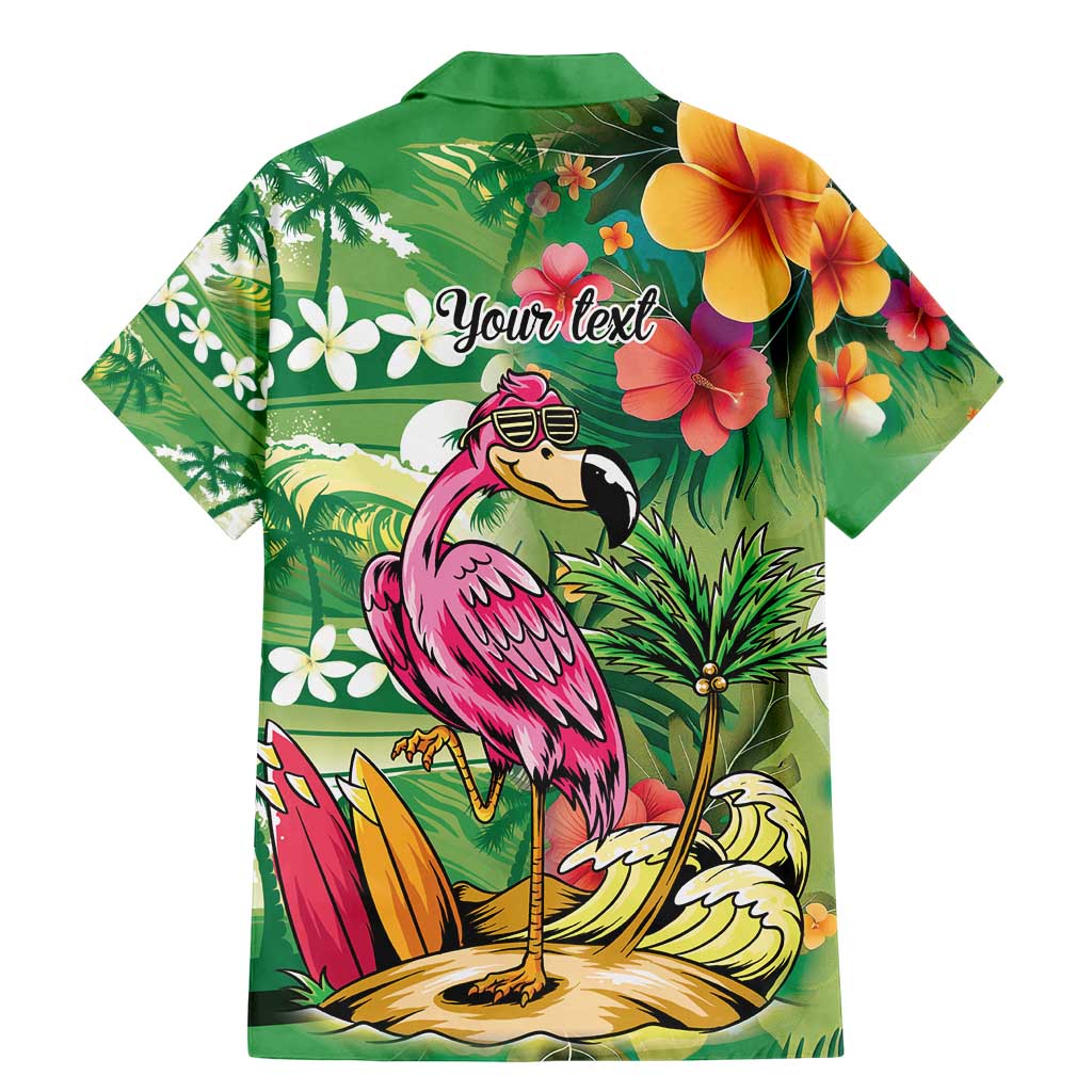 Hawaiian Flamingo Hibiscus Personalised Family Matching Mermaid Dress and Hawaiian Shirt Green Summer Tropical Flowers - Polynesian Pride