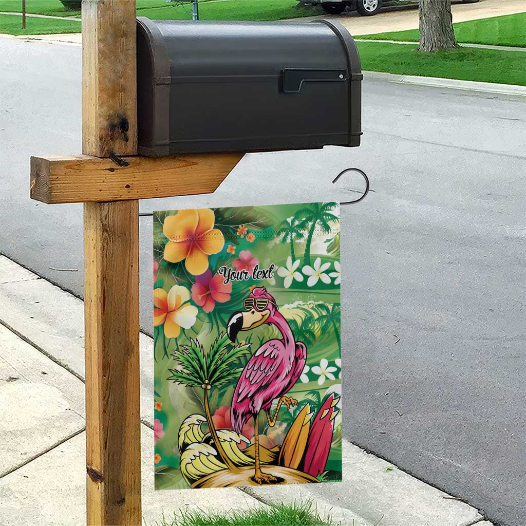 Hawaiian Flamingo Hibiscus Personalised Garden Flag Green Summer Tropical Flowers - Polynesian Pride