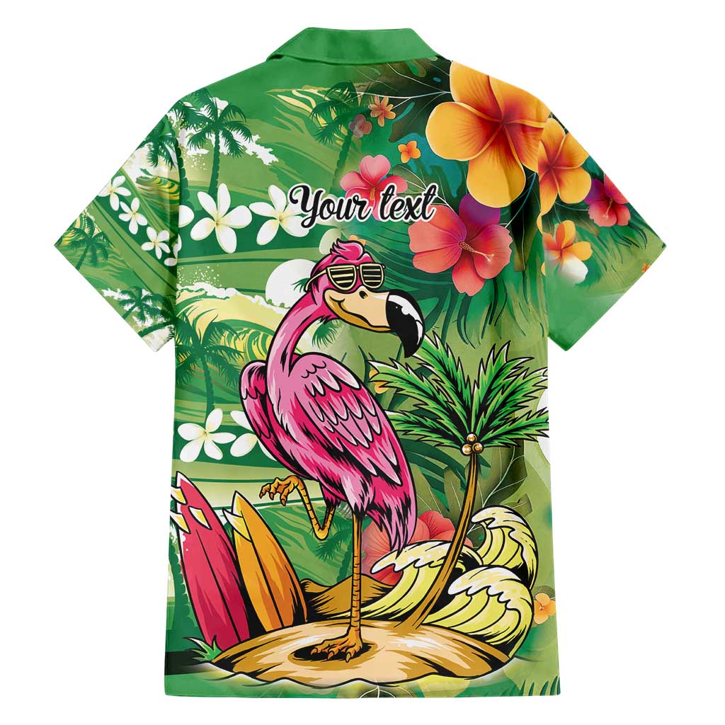 Hawaiian Flamingo Hibiscus Personalised Hawaiian Shirt Green Summer Tropical Flowers - Polynesian Pride