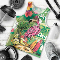 Hawaiian Flamingo Hibiscus Personalised Men Tank Top Green Summer Tropical Flowers LT9 - Polynesian Pride