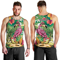 Hawaiian Flamingo Hibiscus Personalised Men Tank Top Green Summer Tropical Flowers LT9 - Polynesian Pride
