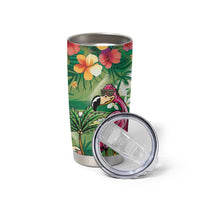 Hawaiian Flamingo Hibiscus Personalised Tumbler Cup Green Summer Tropical Flowers - Polynesian Pride