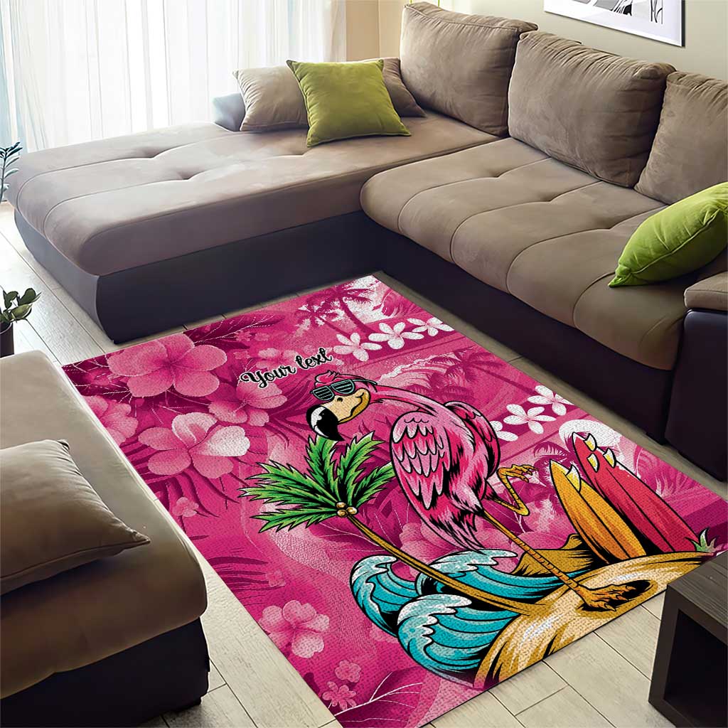 Hawaiian Flamingo Hibiscus Personalised Area Rug Pink Summer Tropical Flowers - Polynesian Pride
