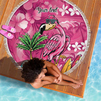 Hawaiian Flamingo Hibiscus Personalised Beach Blanket Pink Summer Tropical Flowers - Polynesian Pride