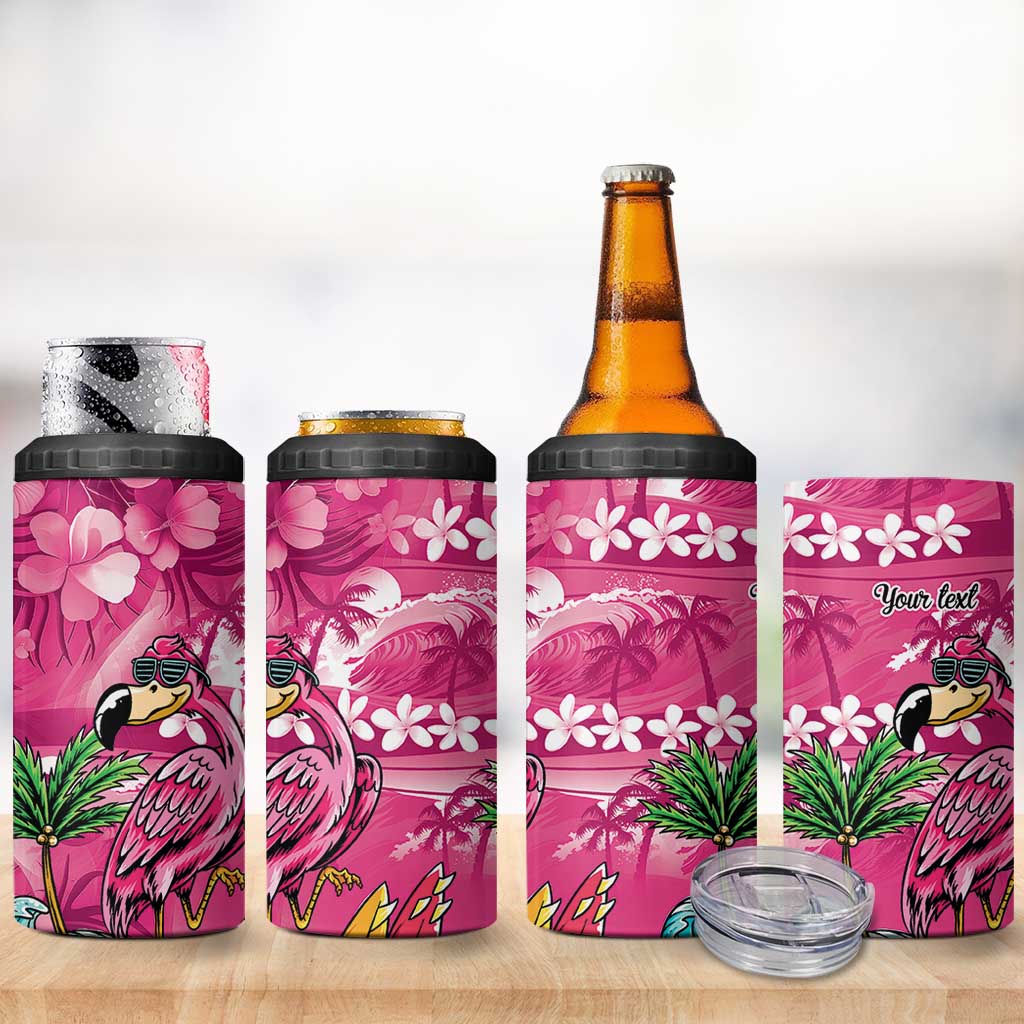 Hawaiian Flamingo Hibiscus Personalised 4 in 1 Can Cooler Tumbler Pink Summer Tropical Flowers - Polynesian Pride