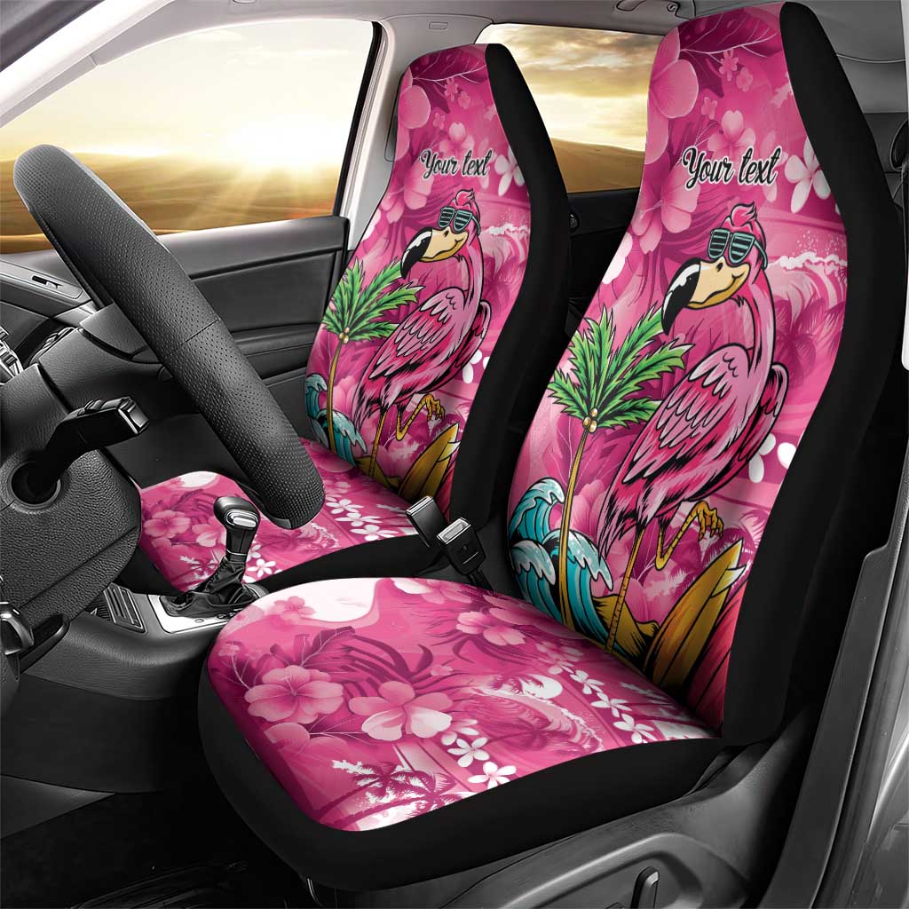 Hawaiian Flamingo Hibiscus Personalised Car Seat Cover Pink Summer Tropical Flowers - Polynesian Pride