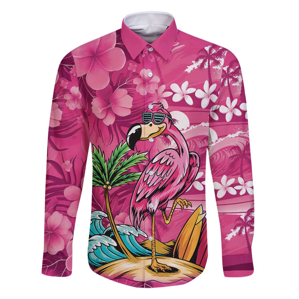 Hawaiian Flamingo Hibiscus Personalised Family Matching Off Shoulder Maxi Dress and Hawaiian Shirt Pink Summer Tropical Flowers - Polynesian Pride