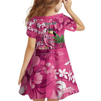 Hawaiian Flamingo Hibiscus Personalised Family Matching Short Sleeve Bodycon Dress and Hawaiian Shirt Pink Summer Tropical Flowers - Polynesian Pride