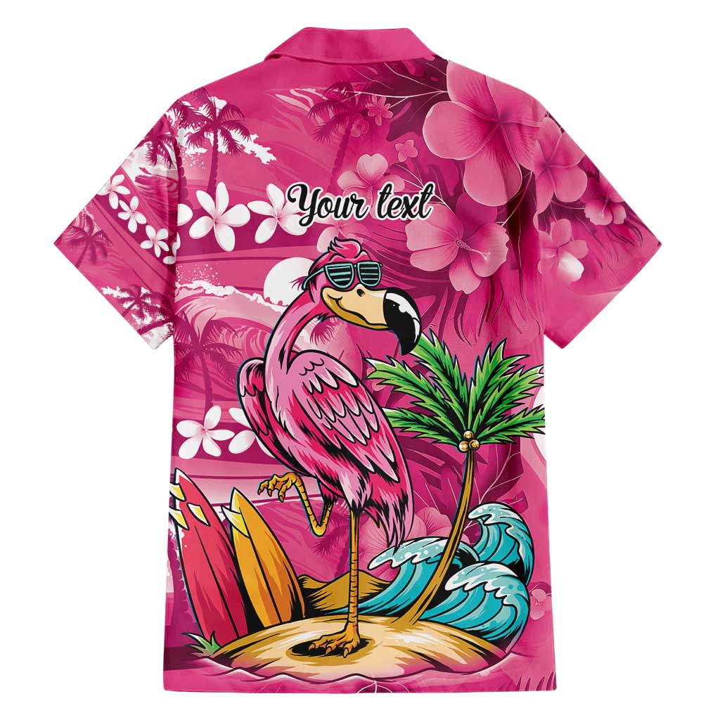 Hawaiian Flamingo Hibiscus Personalised Family Matching Short Sleeve Bodycon Dress and Hawaiian Shirt Pink Summer Tropical Flowers - Polynesian Pride
