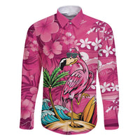 Hawaiian Flamingo Hibiscus Personalised Family Matching Short Sleeve Bodycon Dress and Hawaiian Shirt Pink Summer Tropical Flowers - Polynesian Pride