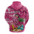 Hawaiian Flamingo Hibiscus Personalised Hoodie Pink Summer Tropical Flowers - Polynesian Pride
