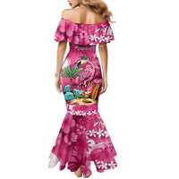Hawaiian Flamingo Hibiscus Personalised Mermaid Dress Pink Summer Tropical Flowers - Polynesian Pride