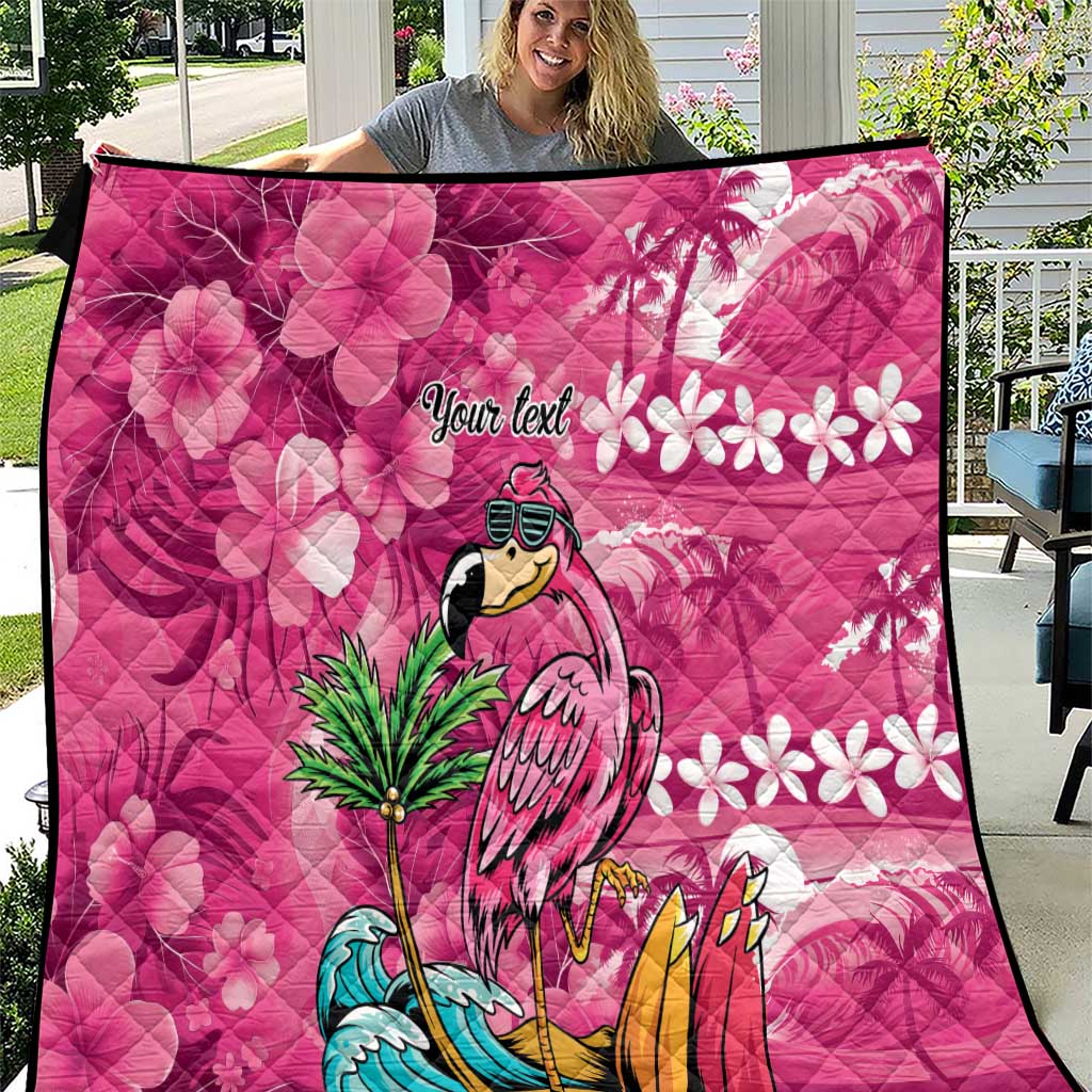Hawaiian Flamingo Hibiscus Personalised Quilt Pink Summer Tropical Flowers - Polynesian Pride