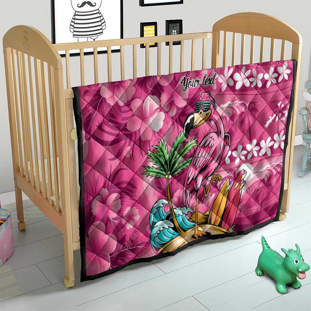 Hawaiian Flamingo Hibiscus Personalised Quilt Pink Summer Tropical Flowers - Polynesian Pride