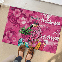 Hawaiian Flamingo Hibiscus Personalised Rubber Doormat Pink Summer Tropical Flowers - Polynesian Pride