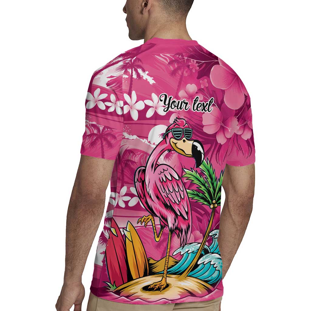 Hawaiian Flamingo Hibiscus Personalised Rugby Jersey Pink Summer Tropical Flowers - Polynesian Pride