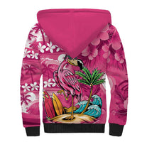 Hawaiian Flamingo Hibiscus Personalised Sherpa Hoodie Pink Summer Tropical Flowers LT9 - Polynesian Pride