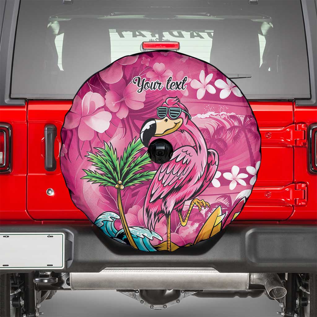 Hawaiian Flamingo Hibiscus Personalised Spare Tire Cover Pink Summer Tropical Flowers - Polynesian Pride